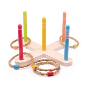 Svoora wooden target game with hoops in a fabric backpack