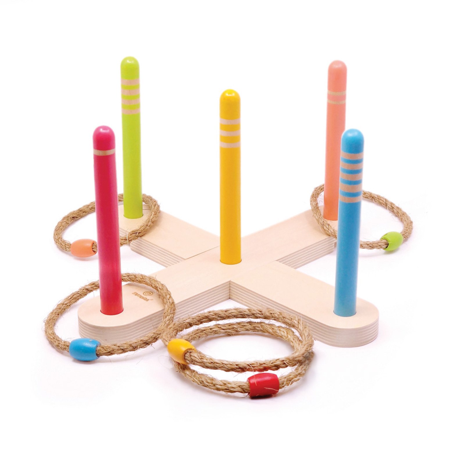 Svoora wooden target game with hoops in a fabric backpack