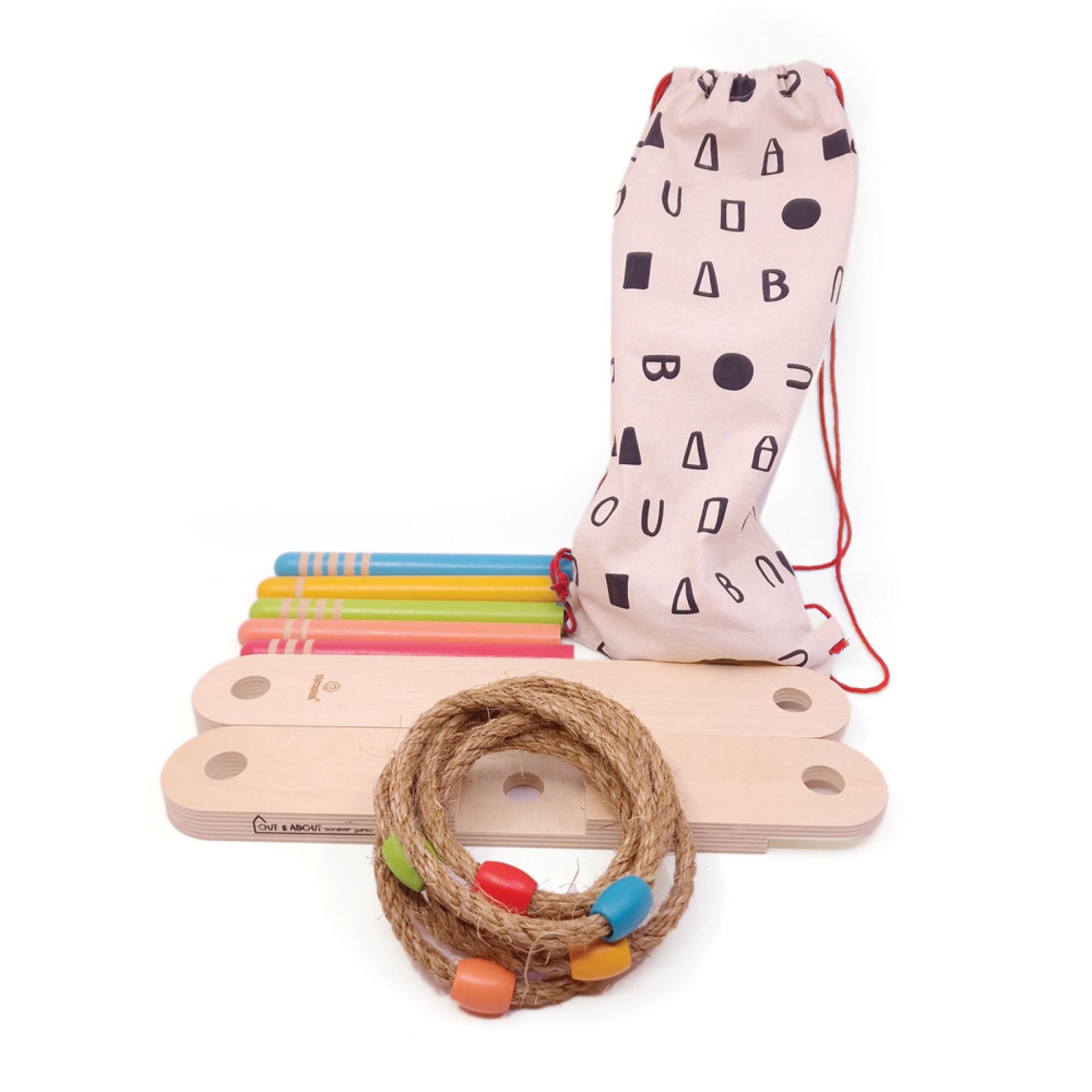 Svoora wooden target game with hoops in a fabric backpack - Image 8