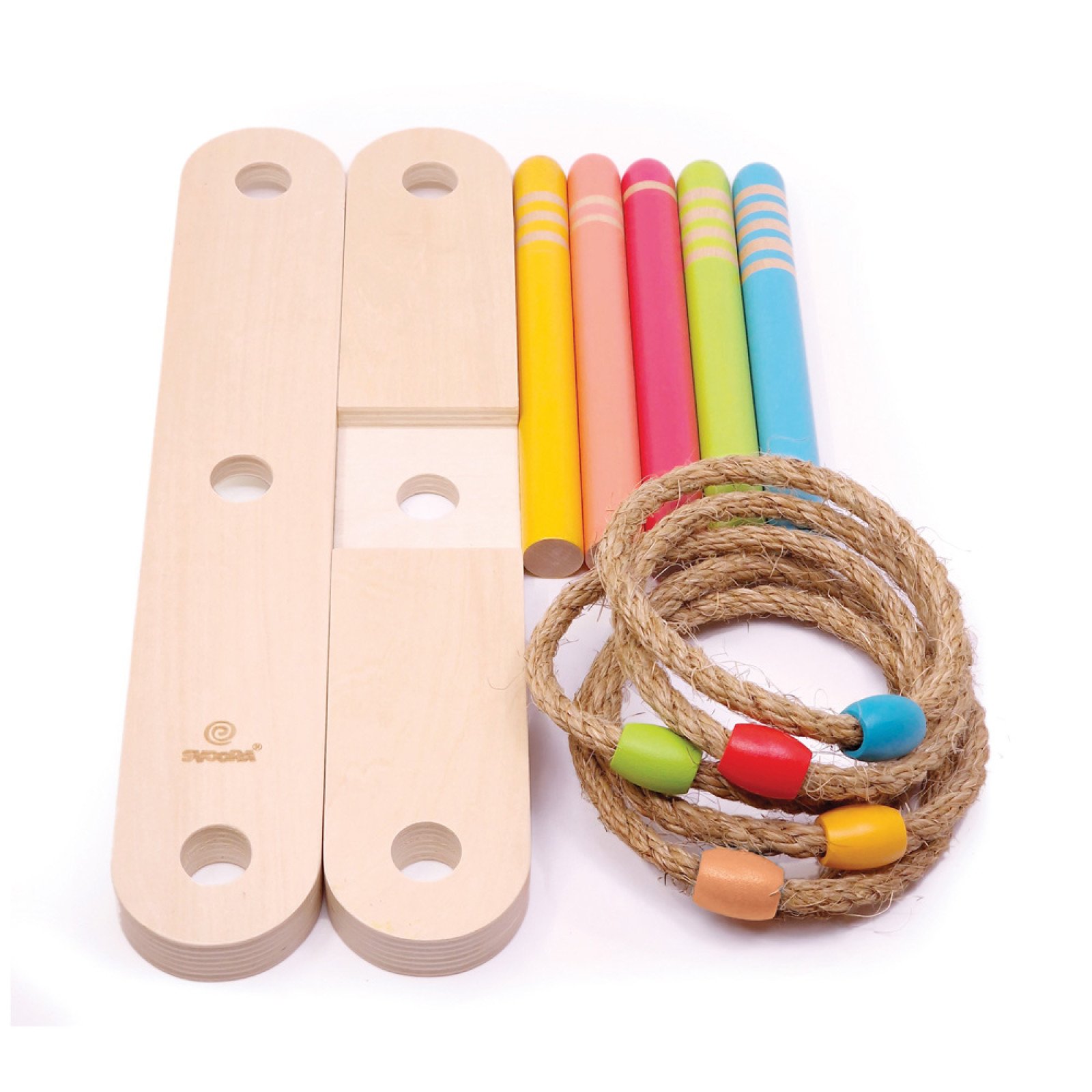 Svoora wooden target game with hoops in a fabric backpack - Image 5