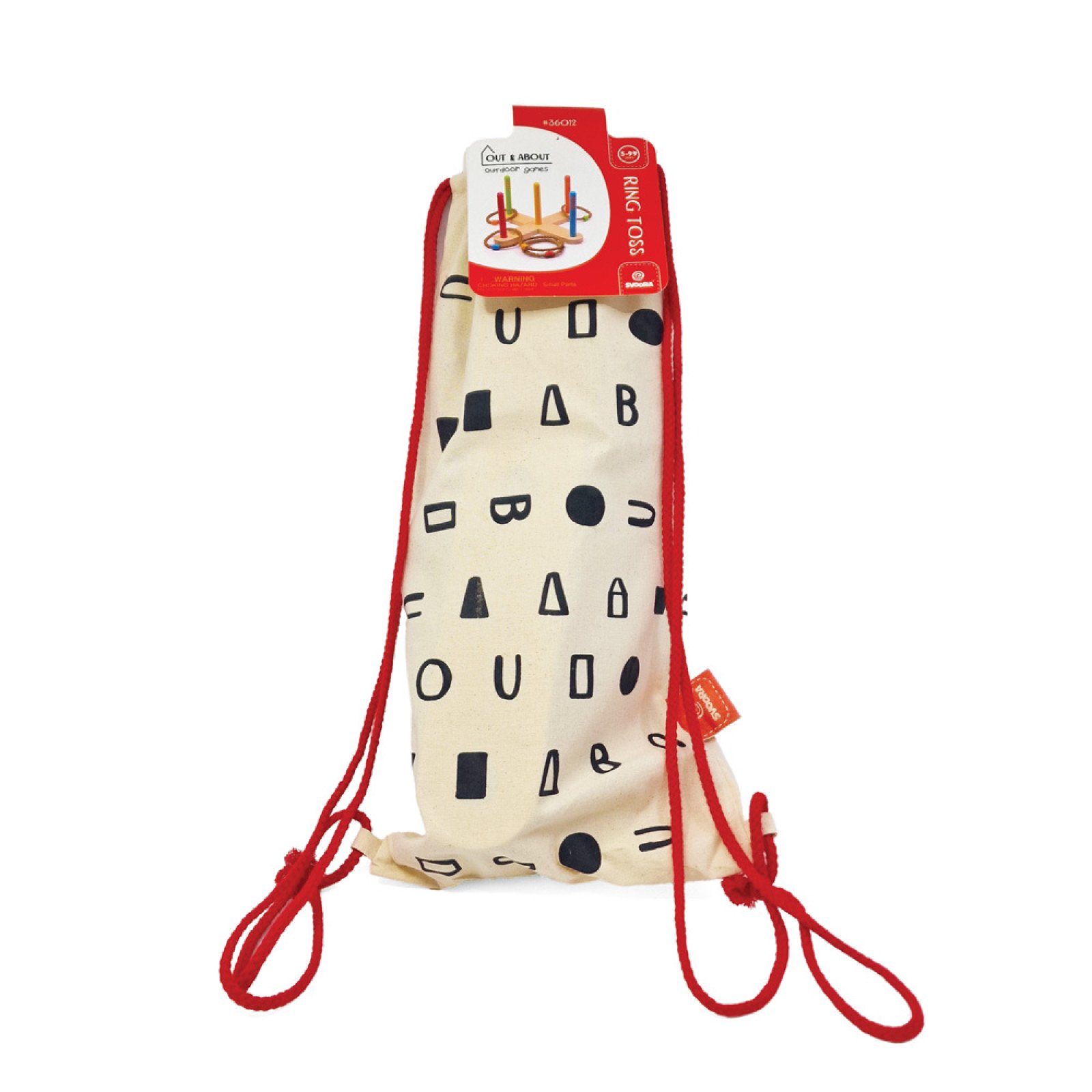 Svoora wooden target game with hoops in a fabric backpack - Image 4