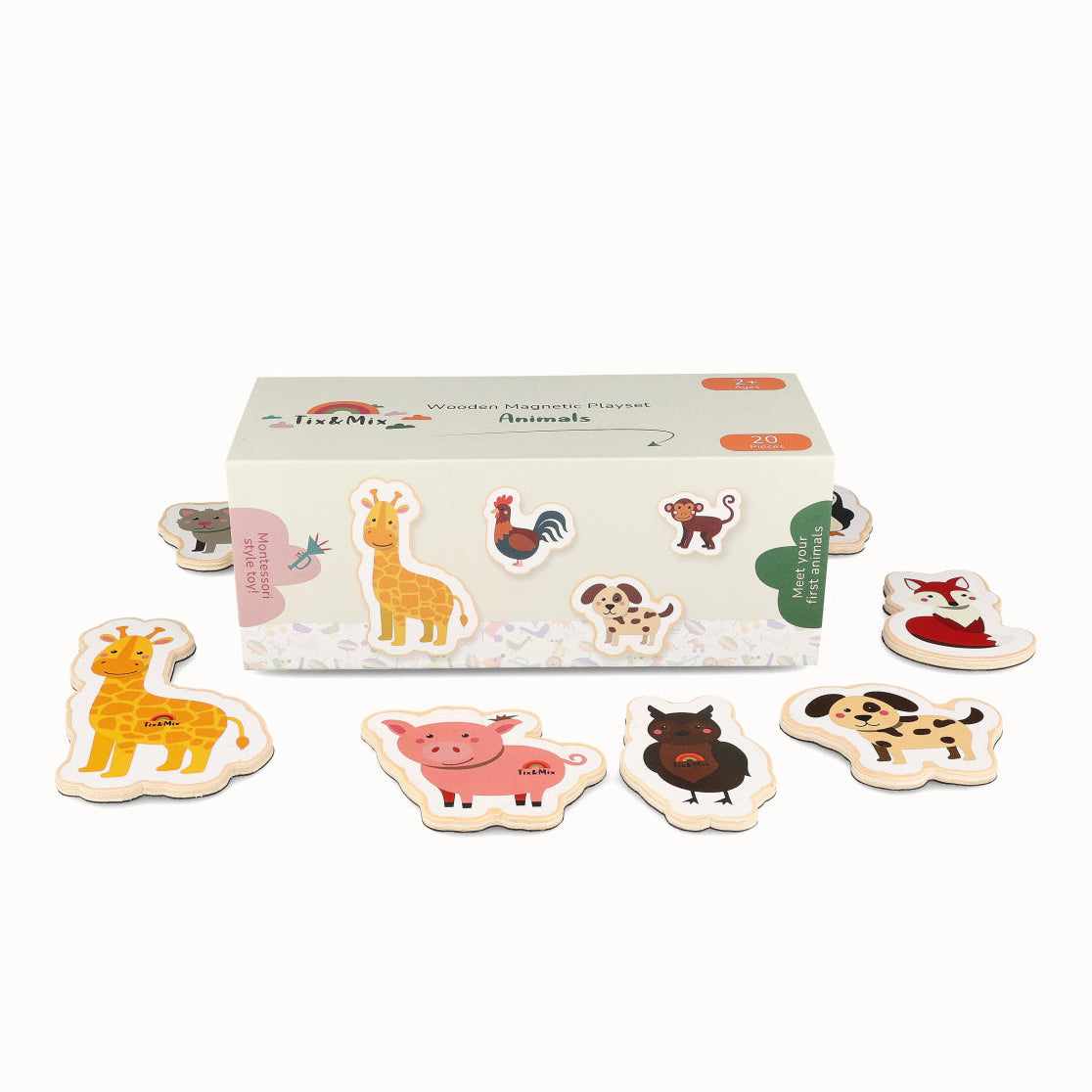 TIX & MIX Wooden Magnet Set Animals (set of 20)