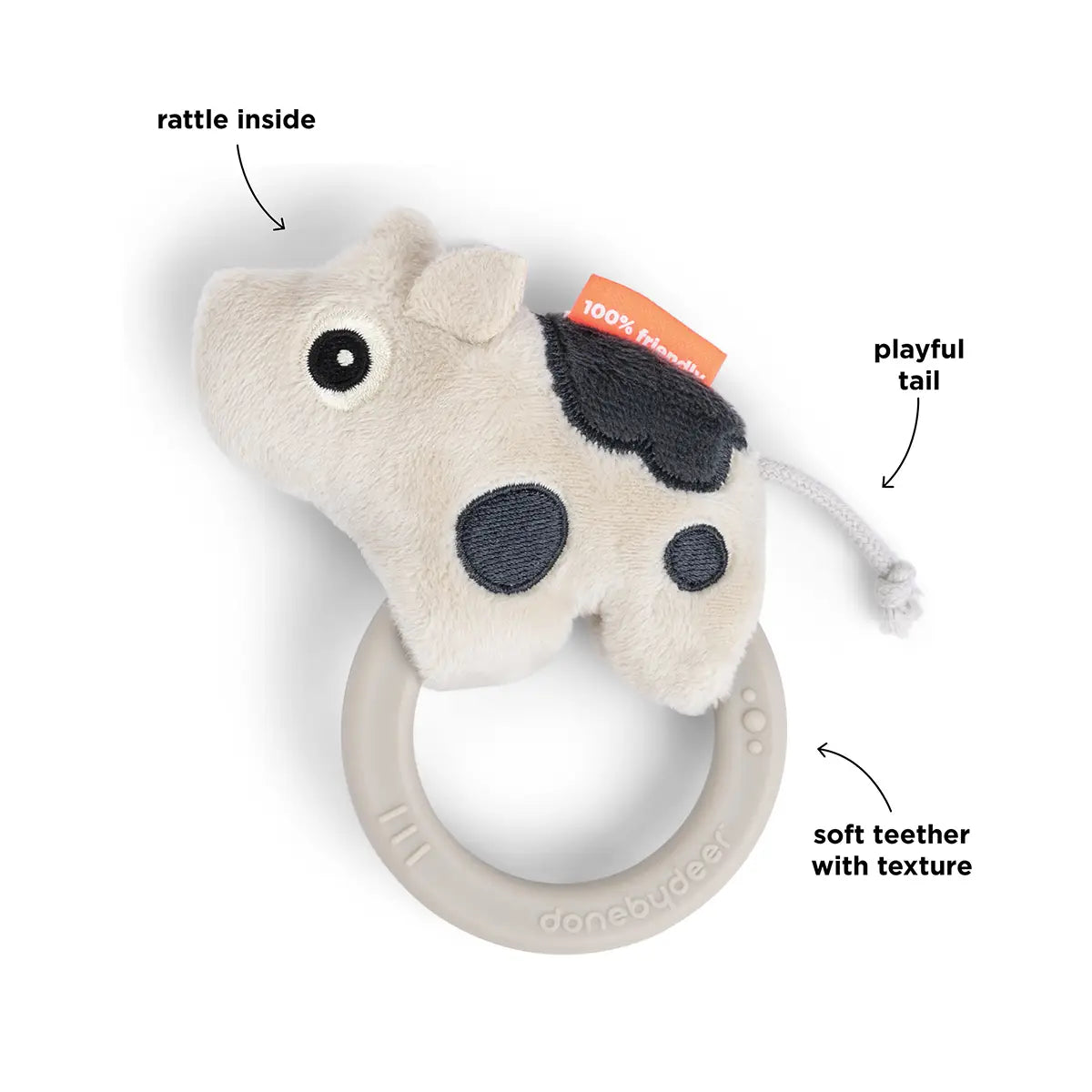 DONE BY DEER Sensory rattle w/teether - Dotti - Sand - Image 3
