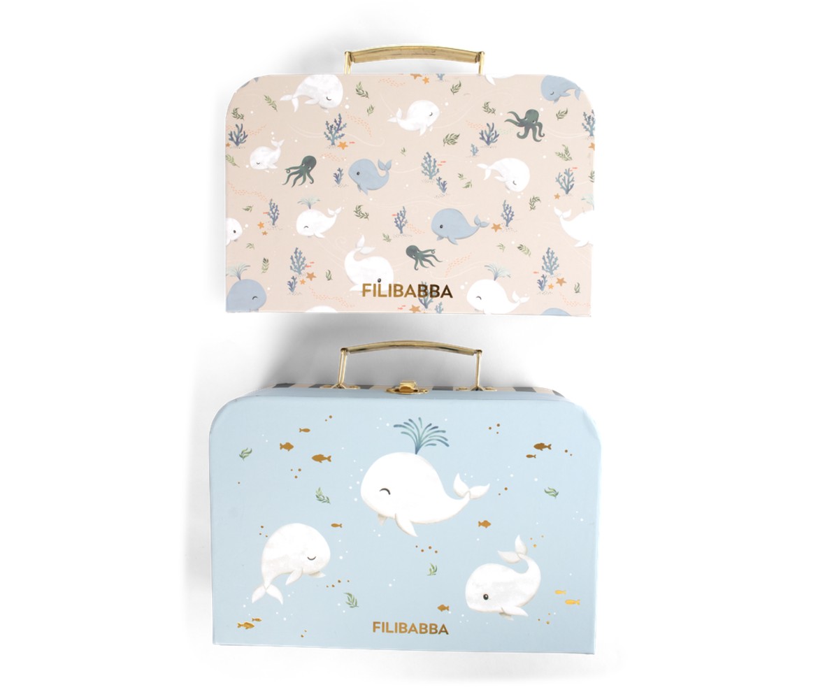 Filibabba Suitcase Set for Play and Storage 2 Pack – Christian’s Whale Tales