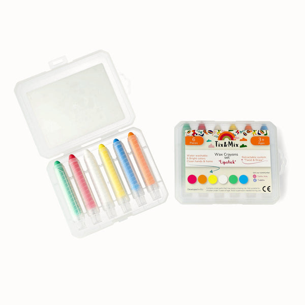 TIX & MIX Colorful Wax Crayons "Lipstick style" (set of 6)