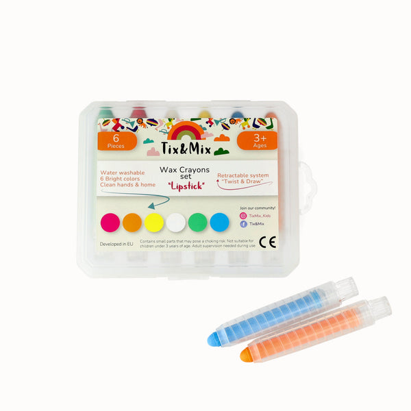 TIX & MIX Colorful Wax Crayons "Lipstick style" (set of 6) - Image 9