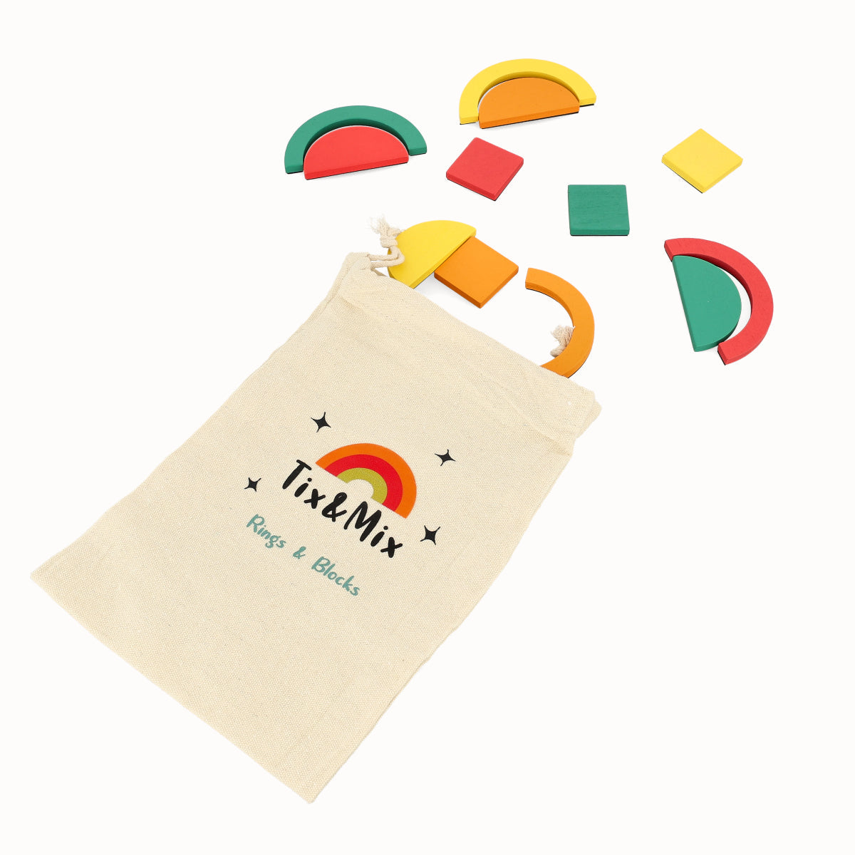 TIX & MIX Wooden Magnet Set Rings & Blocks (set of 64) - Image 3