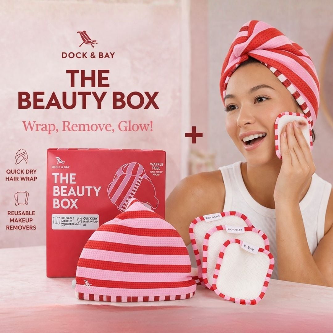 Dock & Bay: Gift Set with Hair Towel - Turban & Makeup Remover Wipes - Cherry Bomb - Image 2