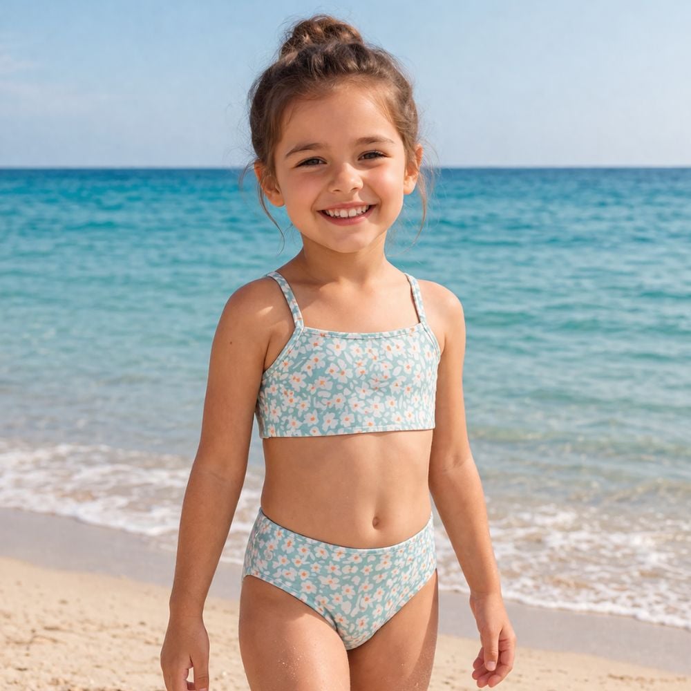 Swim Essentials Bikini Green Flowers 110/116cm - Image 5