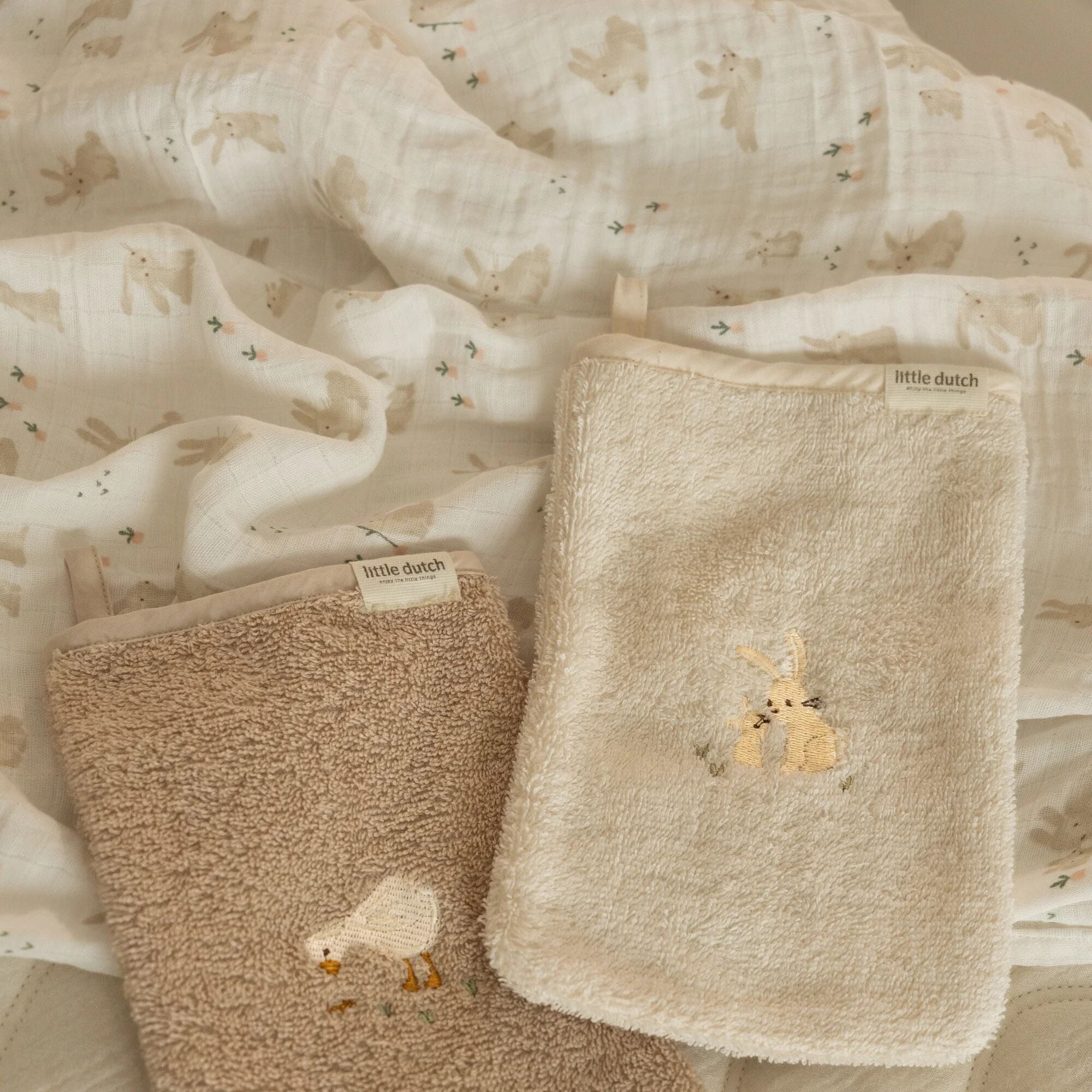 LITTLE DUTCH Swaddle Newborn Naturals Baby Bunny 120x120cm - Image 7