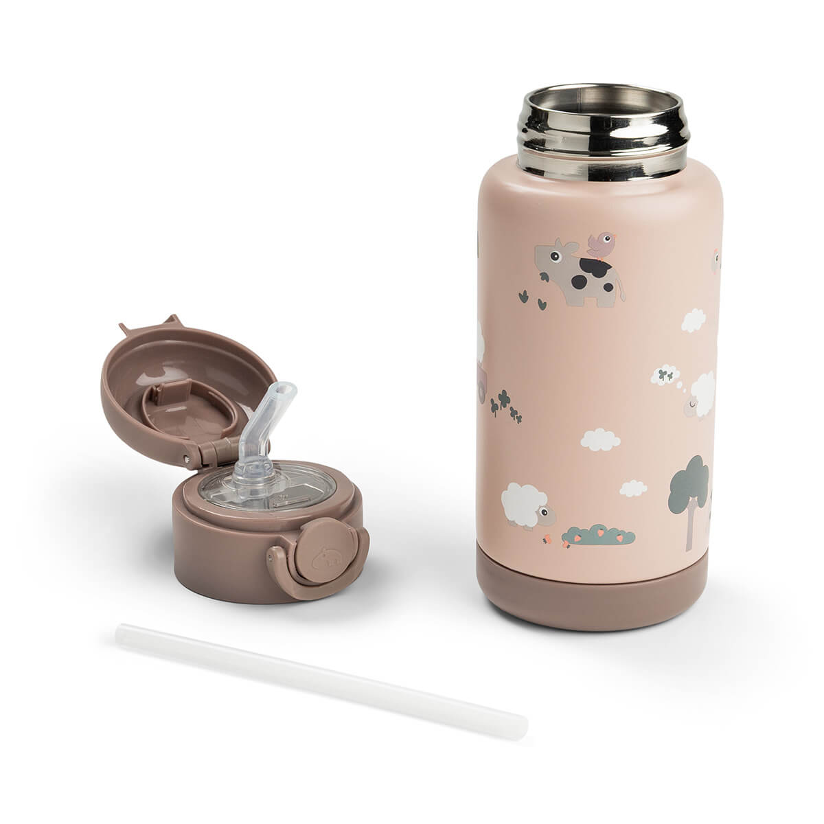 DONE BY DEER Insulated straw bottle - Tiny farm - Powder - 340 ml - Image 3