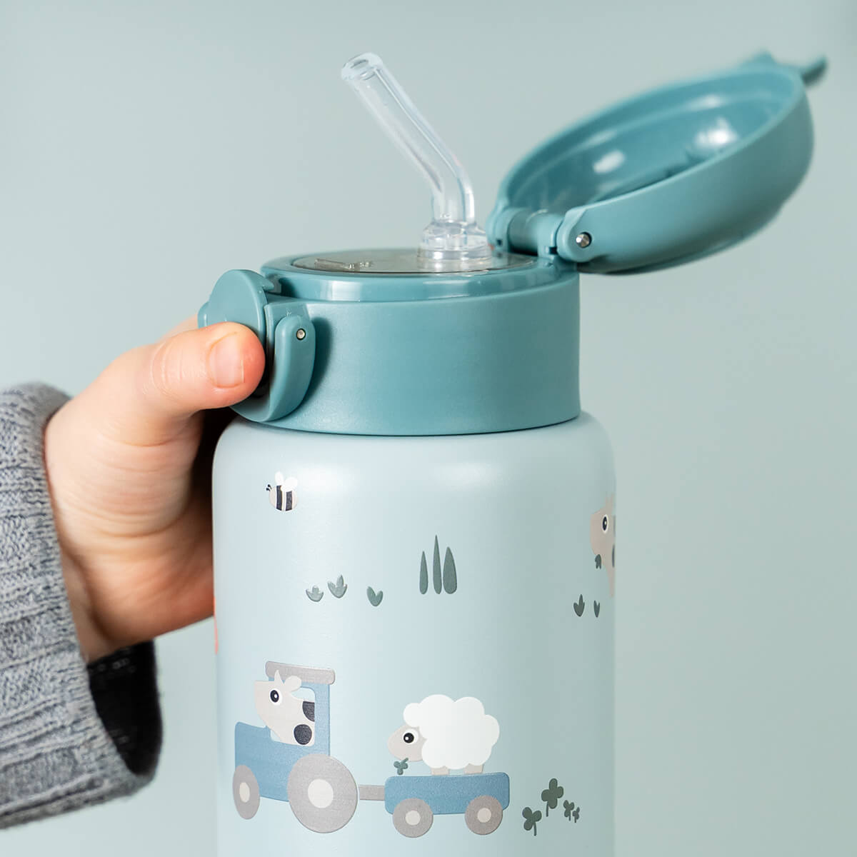 DONE BY DEER Insulated straw bottle - Tiny farm - Powder - 340 ml - Image 7