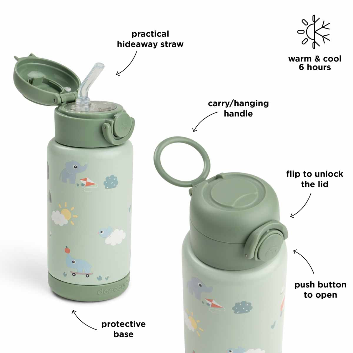 DONE BY DEER Insulated straw bottle - Playground - Green - 340 ml - Image 4