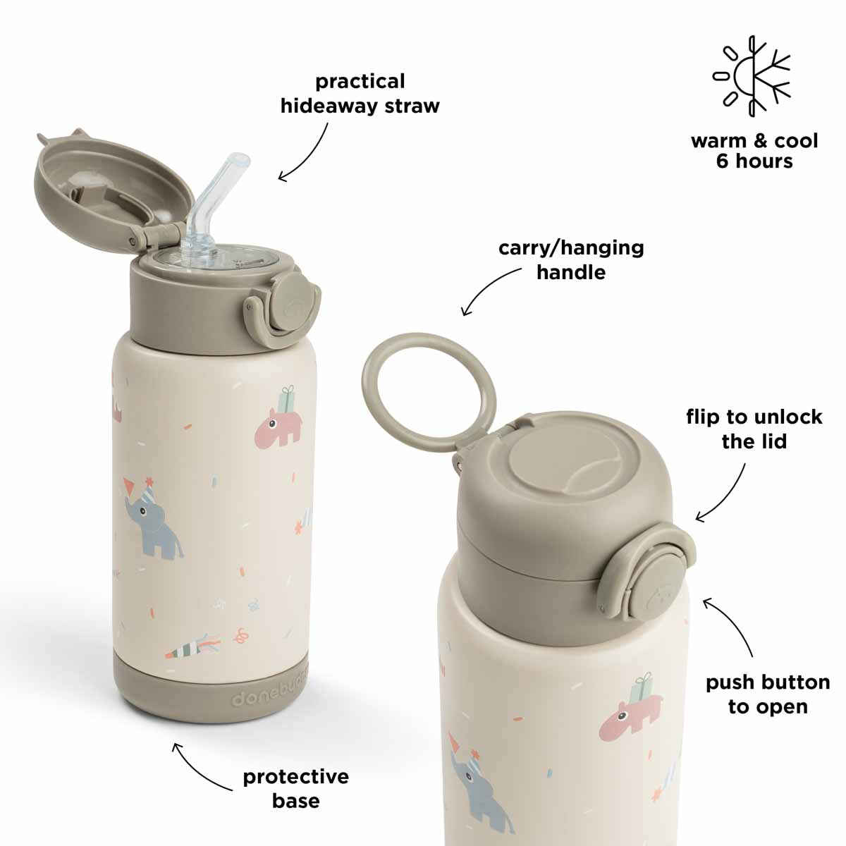 DONE BY DEER Insulated straw bottle - Celebration - Sand - 340 ml - Image 8
