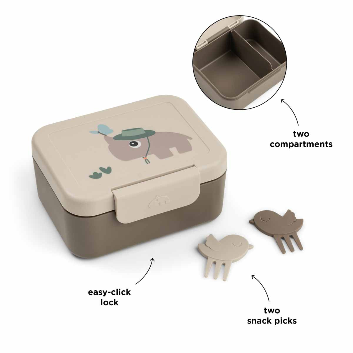 DONE BY DEER Tiny lunch box w/snack picks - Tiny trails - Sand - Image 3