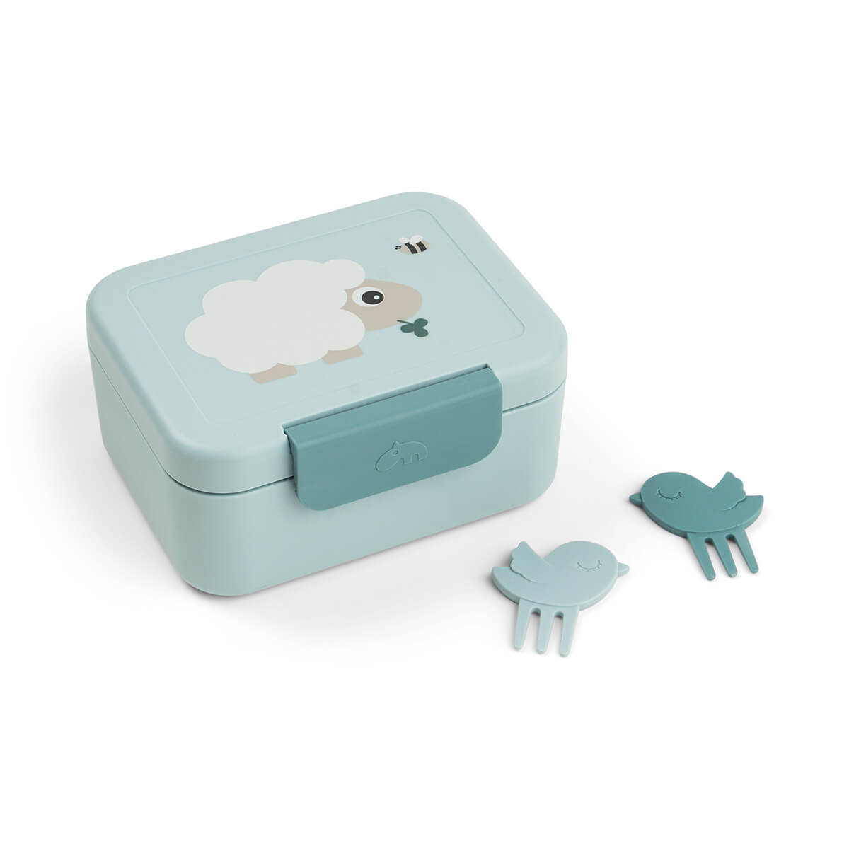 DONE BY DEER Tiny lunch box w/snack picks - Tiny farm - Blue