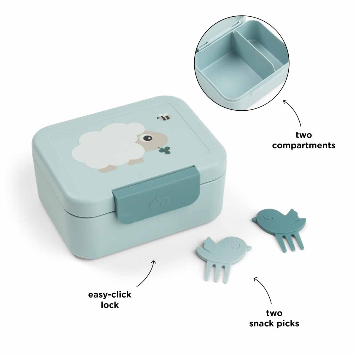 DONE BY DEER Tiny lunch box w/snack picks - Tiny farm - Blue - Image 3