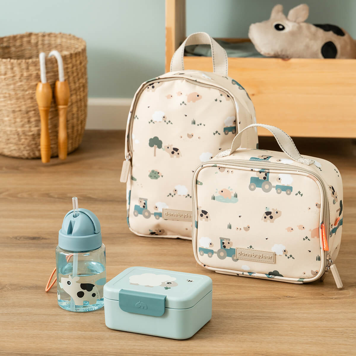 DONE BY DEER Tiny lunch box w/snack picks - Tiny farm - Blue - Image 6