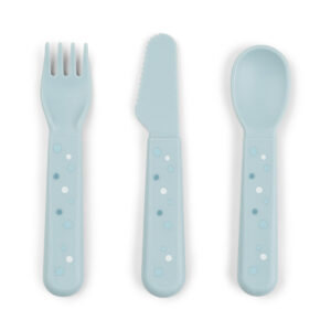 DONE BY DEER FOODIE CUTLERY SET HAPPY DOTS BLUE