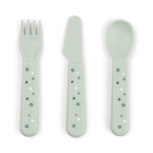 DONE BY DEER FOODIE CUTLERY SET HAPPY DOTS GREEN