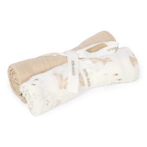 LITTLE DUTCH. Set of 2 Baby Bunny muslin swaddles 70x70