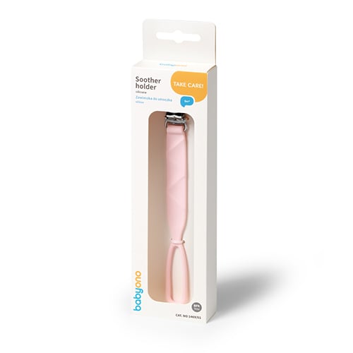 BabyOno: Silicone Pacifier Clip - Pink - Image 4