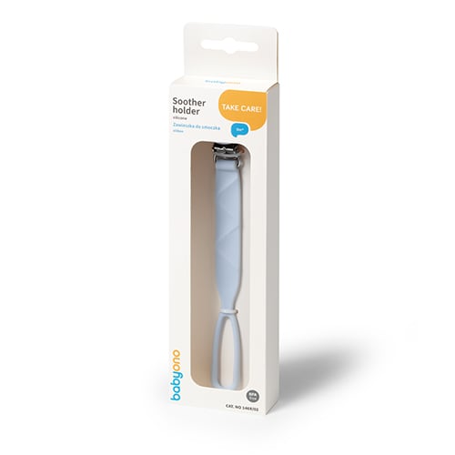 BabyOno: Silicone Pacifier Clip - Blue - Image 3