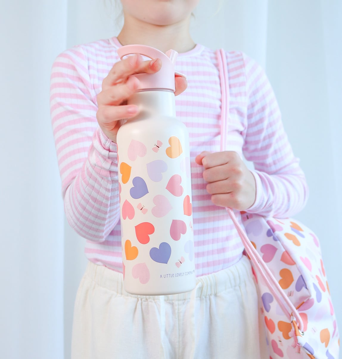 A Little Lovely Company: Double-walled stainless steel bottle 500ml - Hearts - Image 5