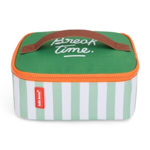 HELLO HOSSY. Green Stripes Lunch Bag L