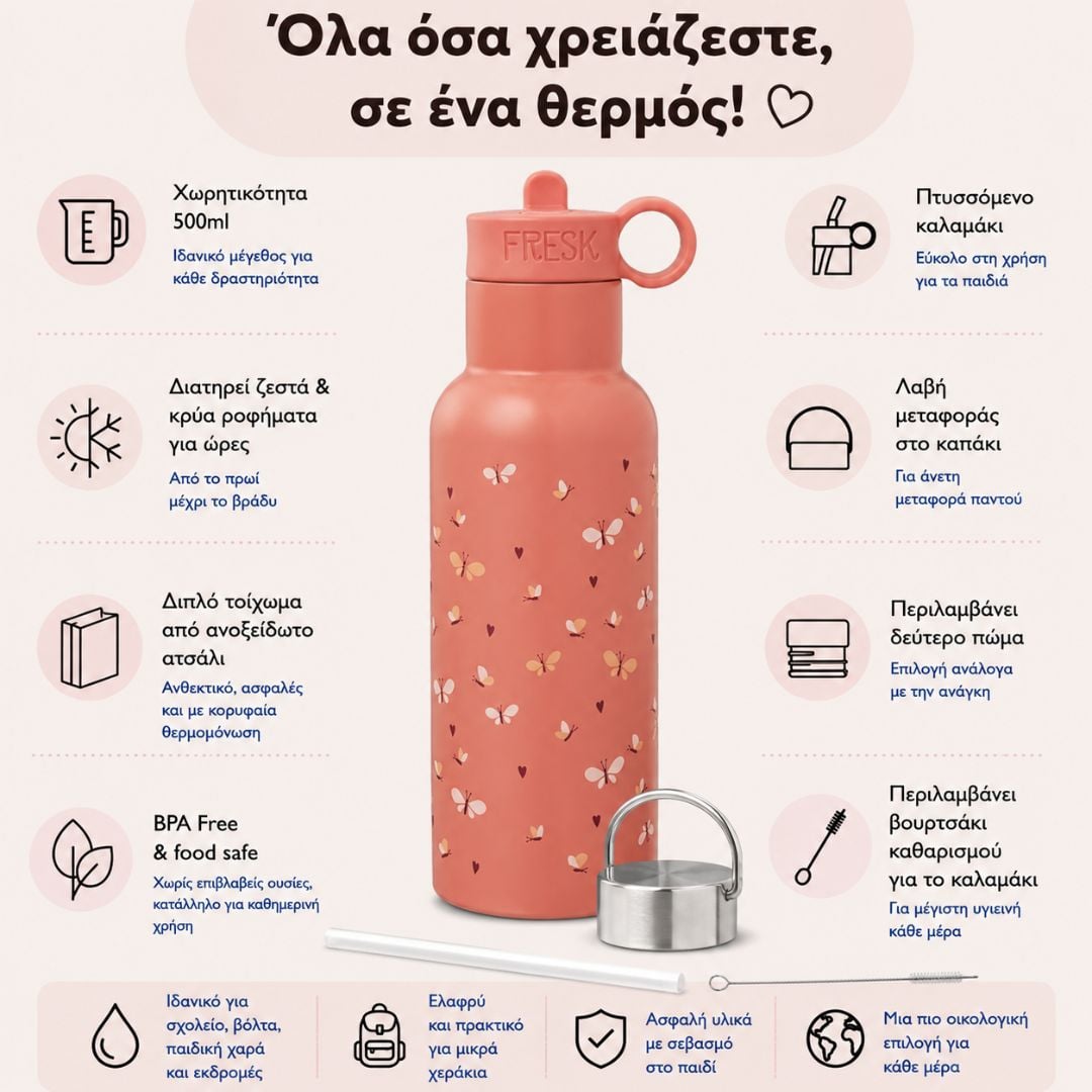 Fresk Thermos bottle 500 ml Butterfly - Image 3