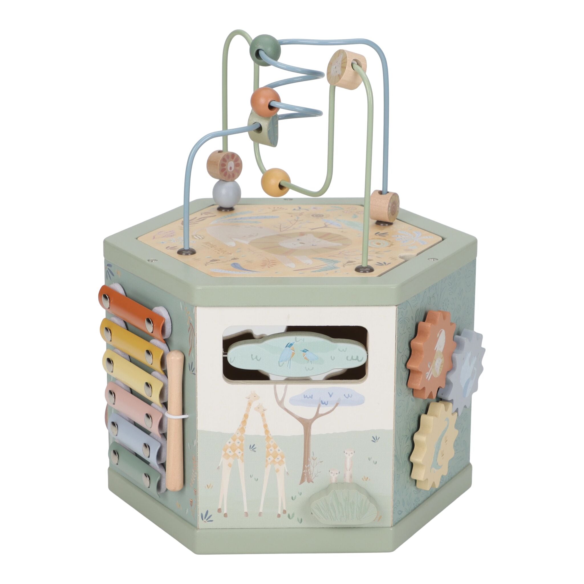 LITTLE DUTCH. Wooden Activity Cube - Green Safari Friends FSC - Image 5