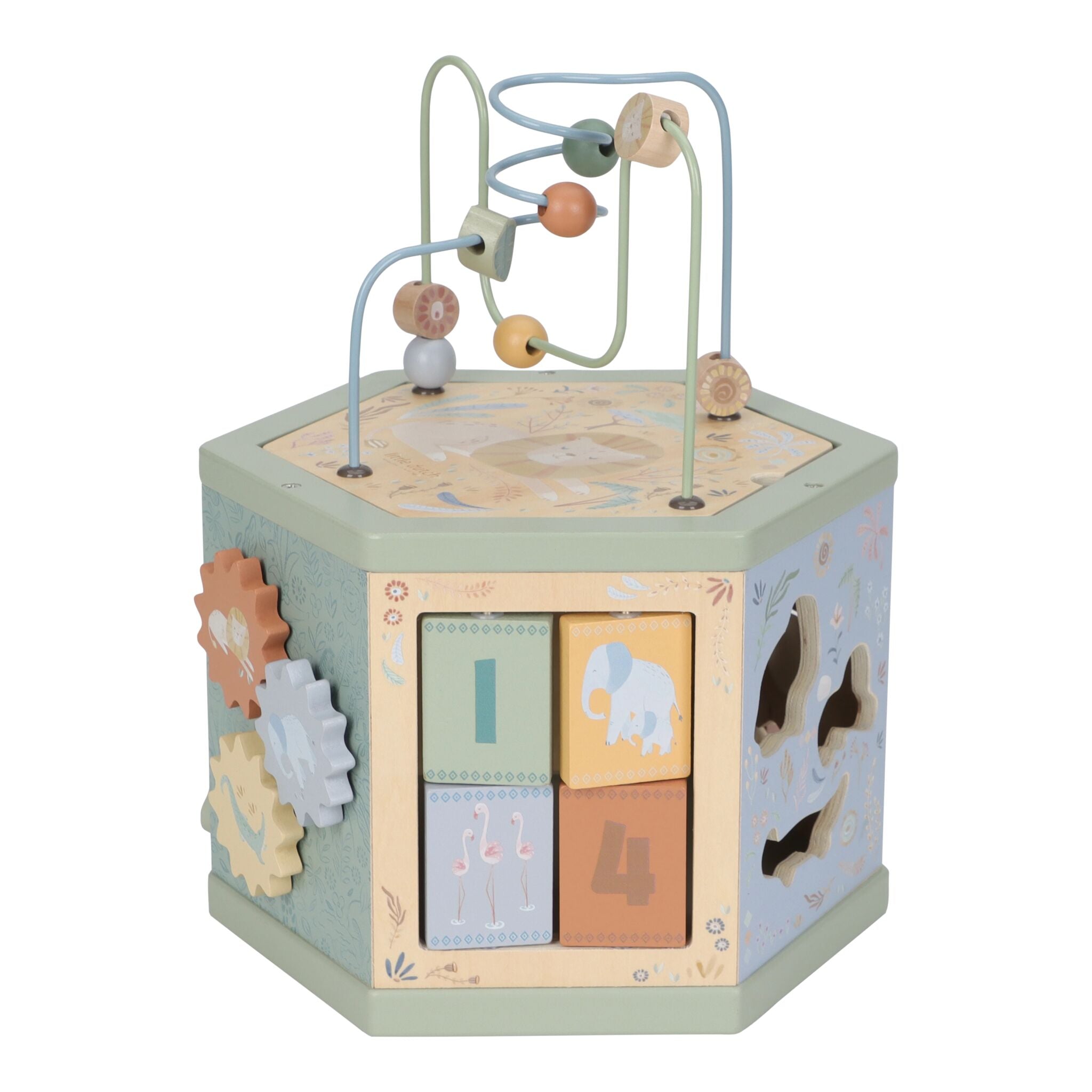 LITTLE DUTCH. Wooden Activity Cube - Green Safari Friends FSC - Image 7