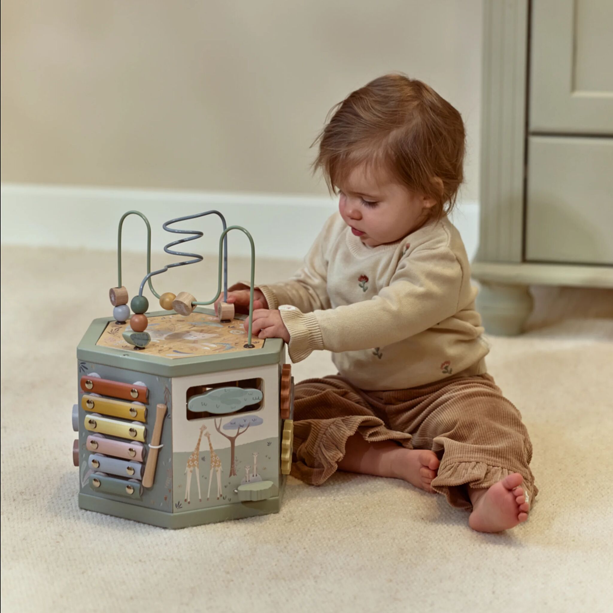 LITTLE DUTCH. Wooden Activity Cube - Green Safari Friends FSC - Image 2