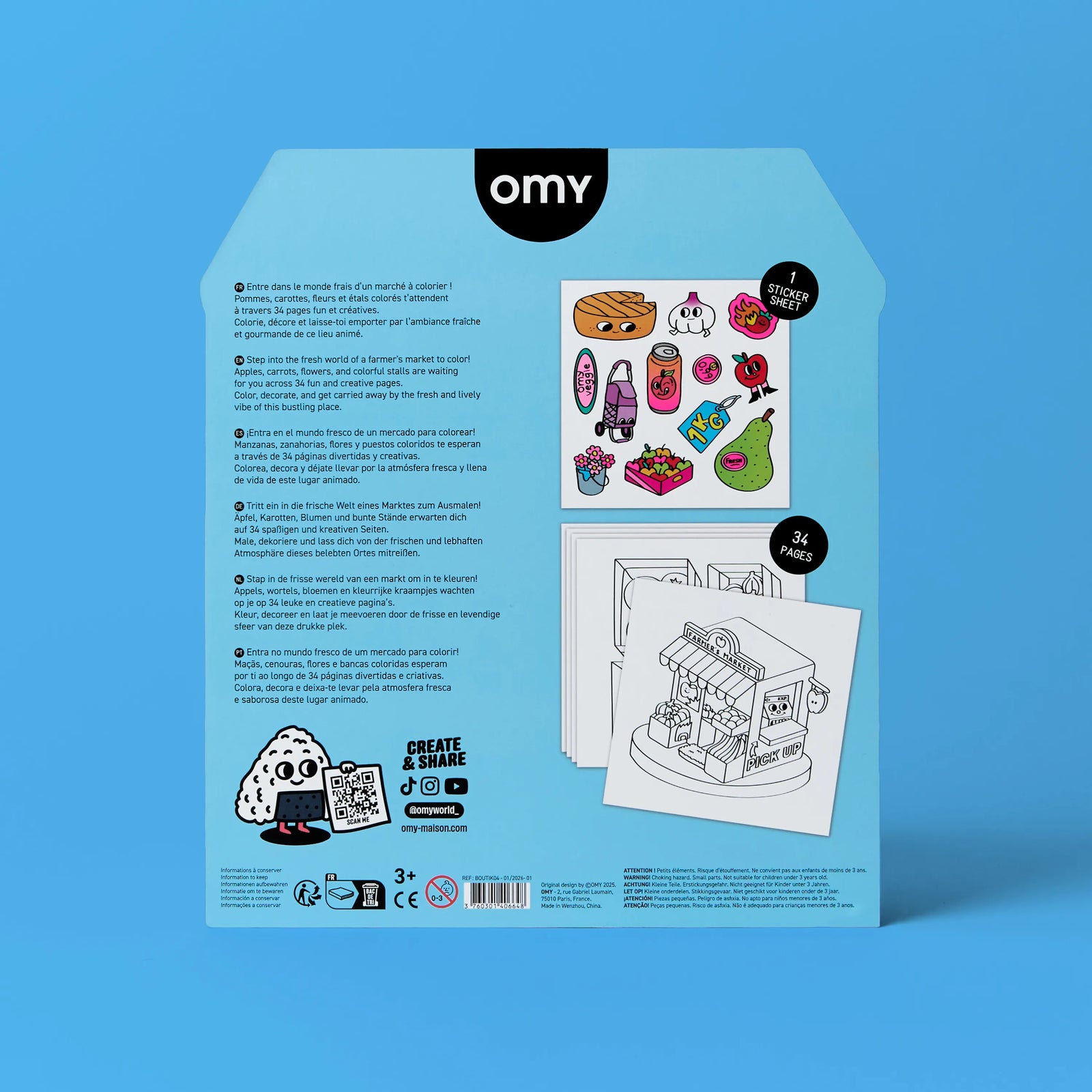 OMY. Coloring Book with Stickers Farmer's Market - Image 5