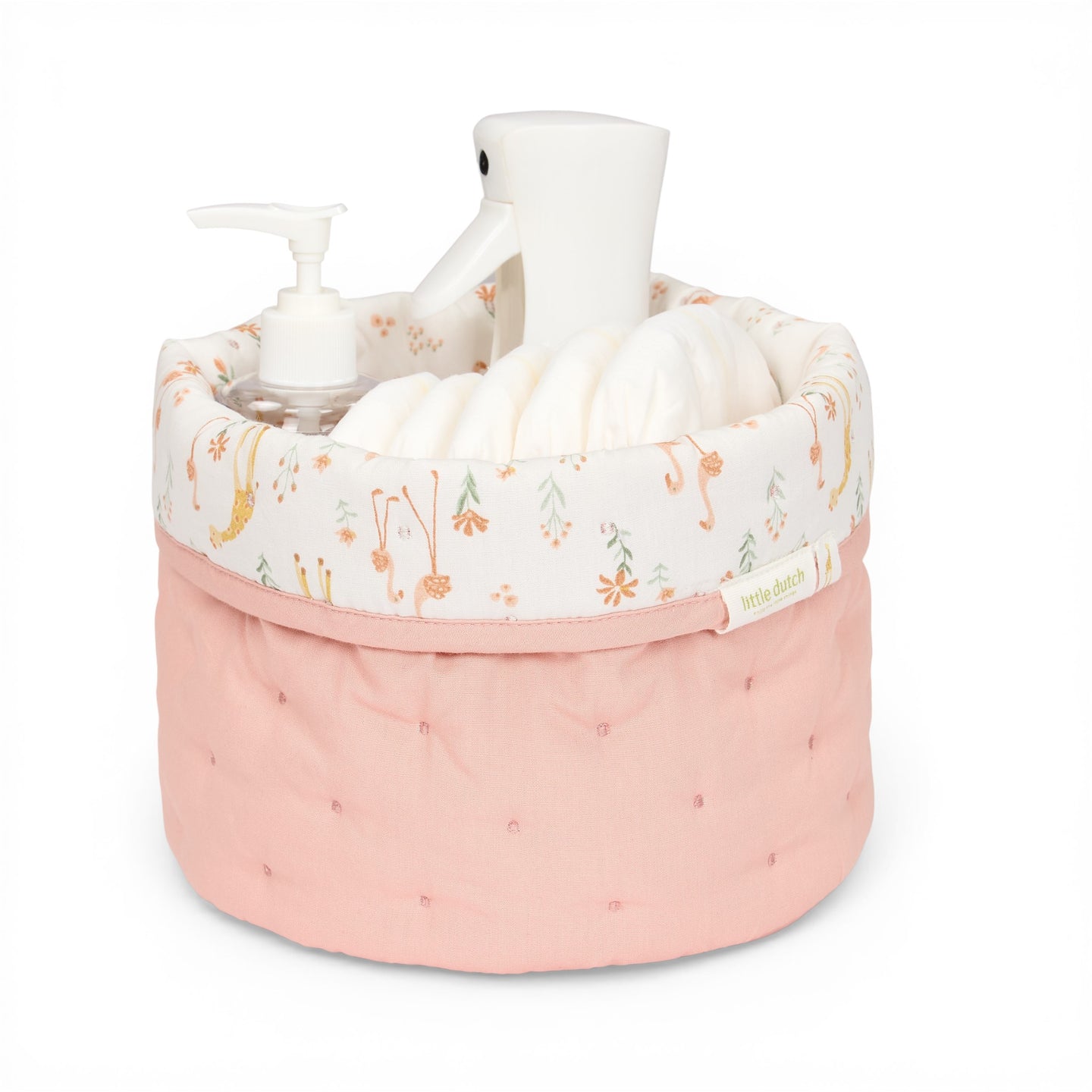 LITTLE DUTCH. Small quilted changing basket Blooming Safari - Image 3