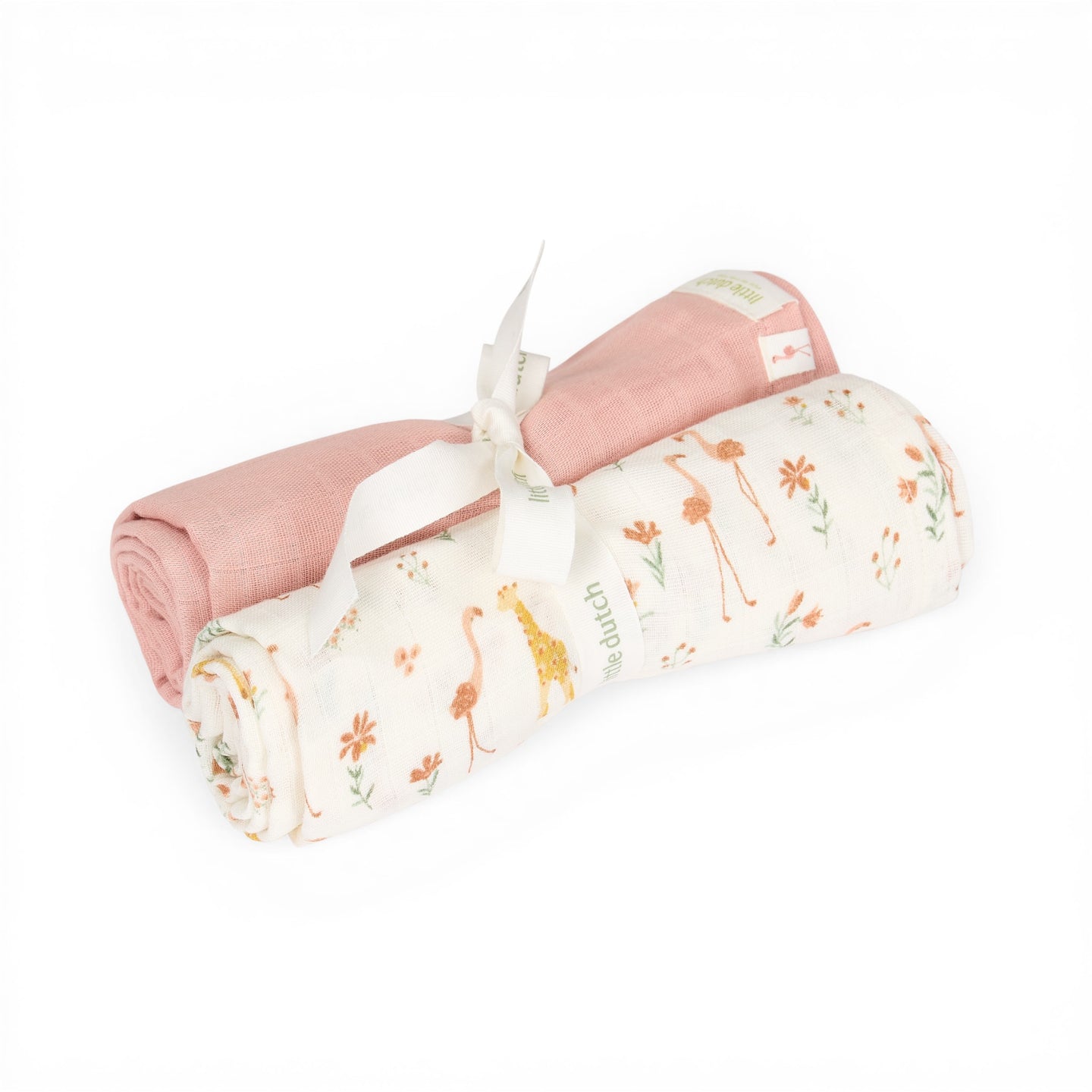 LITTLE DUTCH. Set of 2 muslin swaddles Blooming Safari 70x70