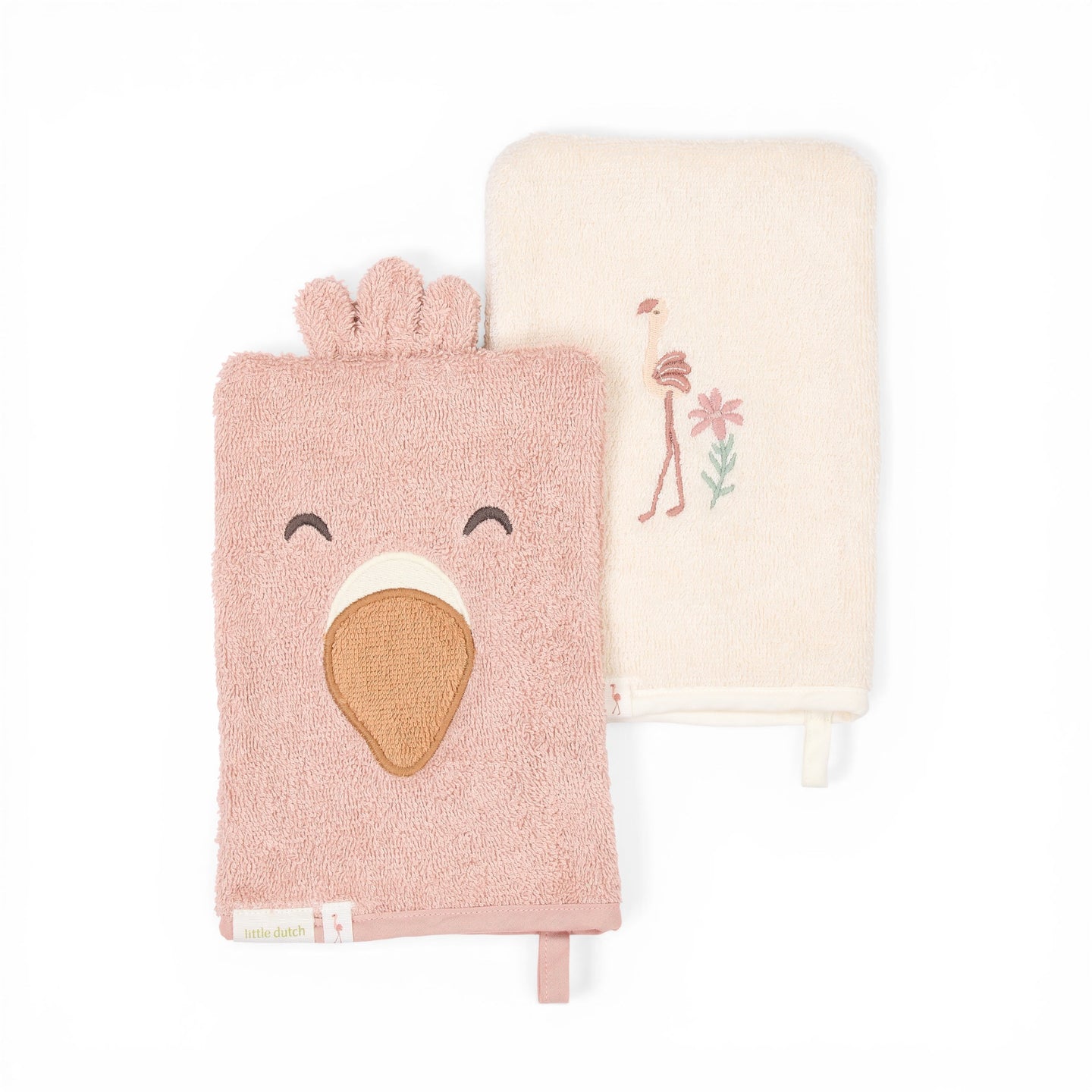 LITTLE DUTCH. Set of 2 Flamingo bath towels