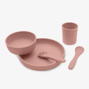 KIKKABOO Feeding set 5 pcs Platinum Silicone Blush
