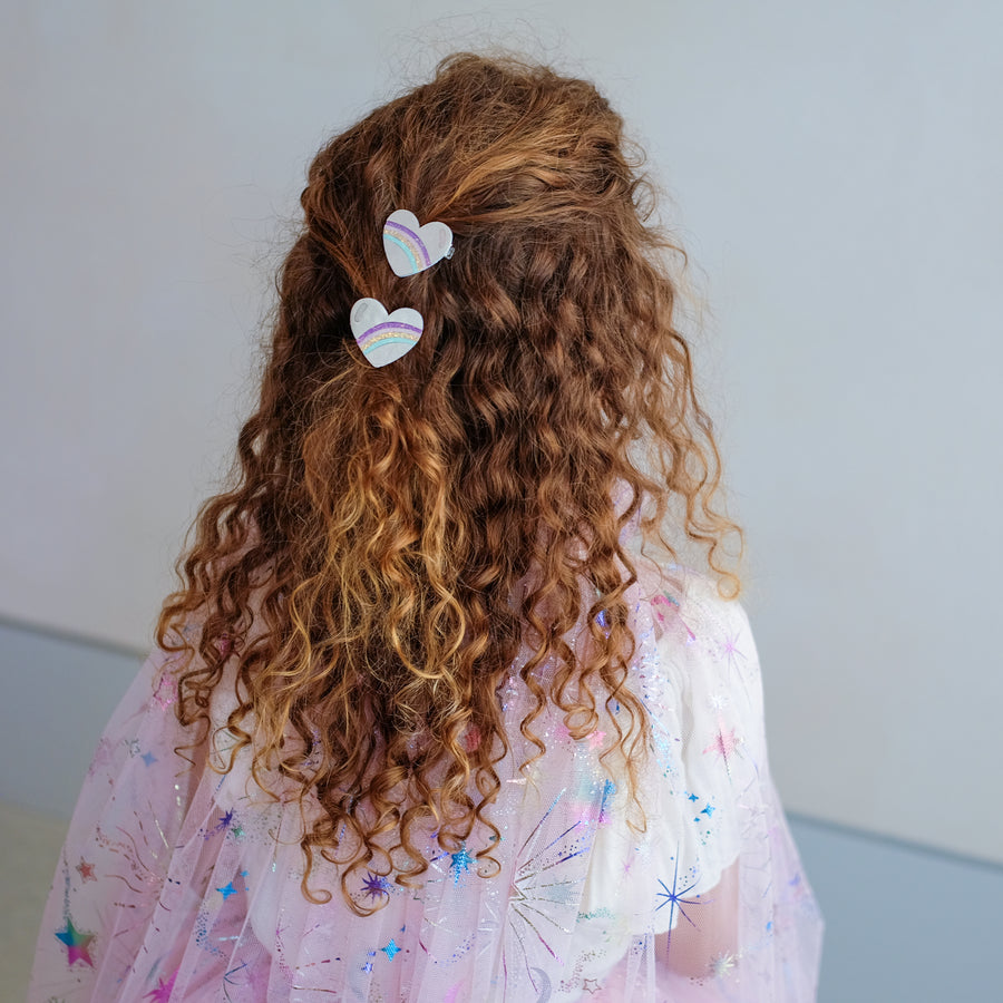 MIMI & LULA RAINBOW STRIPE HEART SALON HAIR CLIPS - Image 2