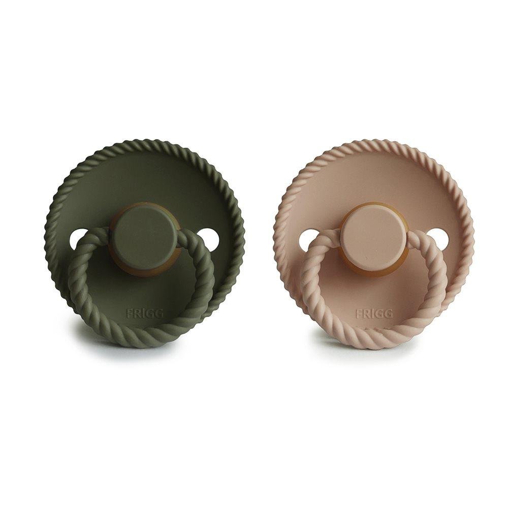 FRIGG Set of 2 Latex Pacifiers Rope Croissant/Olive 6m+ - Image 2