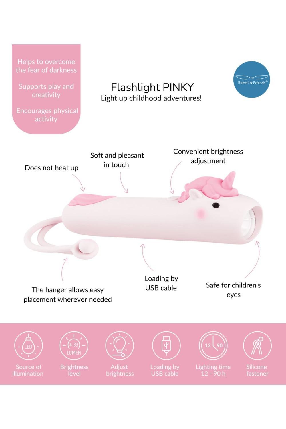 RABBIT & FRIENDS SILICONE FLASHLIGHT UNICORN - Image 3