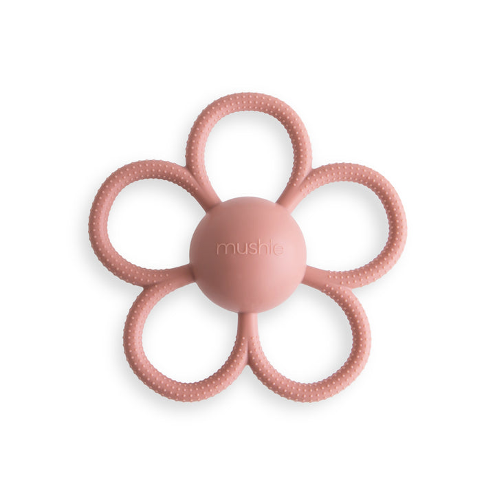 MUSHIE RATTLE TEETHER DAISY DUSTY ROSE