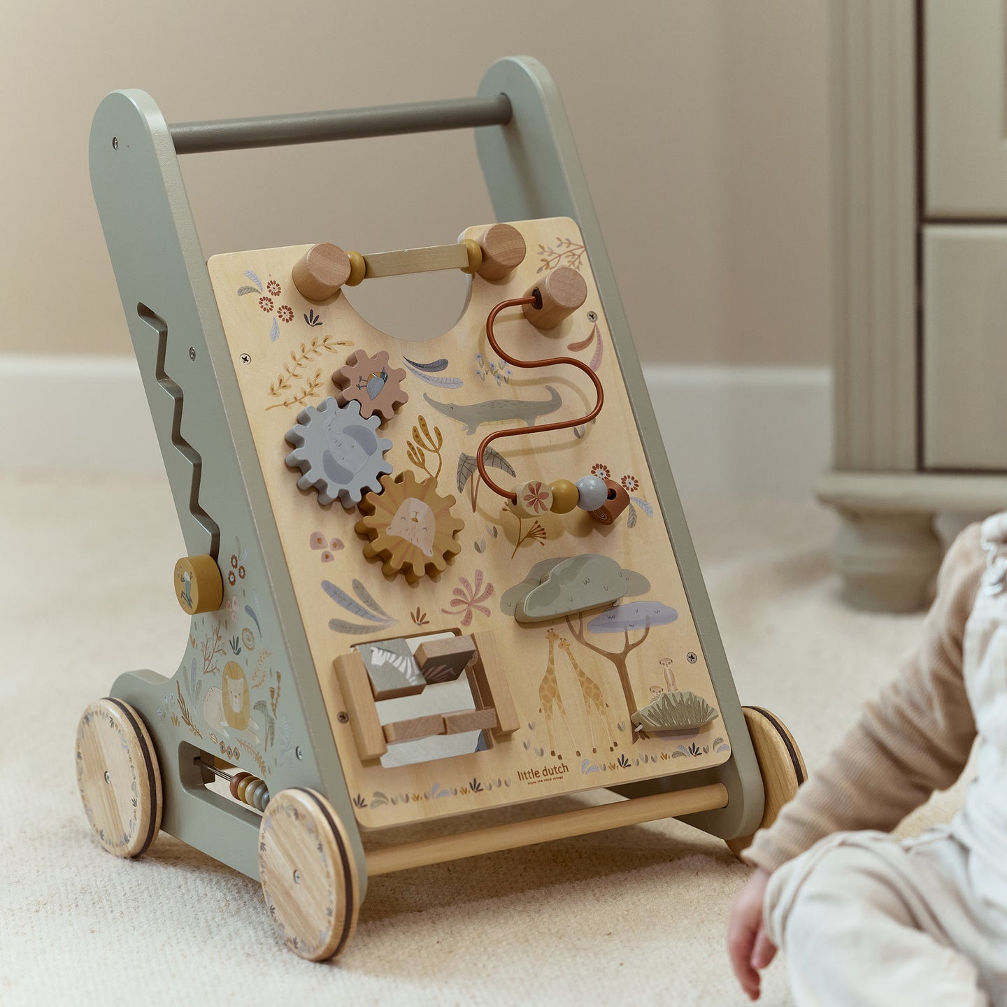 LITTLE DUTCH. Wooden baby activity walker Safari Friends FSC - Image 5